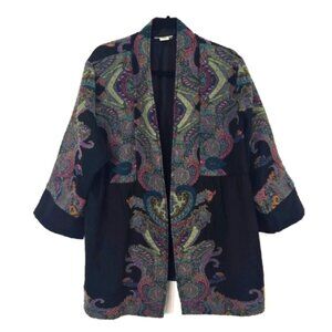 Soft Surroundings Tapestry Black Kimono Wool Jacket Boho Eclectic  Artisan, 3X